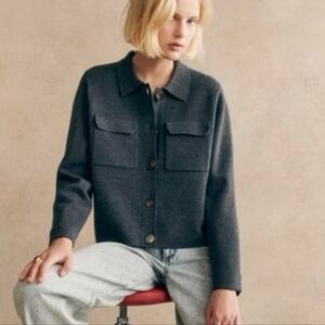 Sezane Betty Cardigan Charcoal Grey - Size S